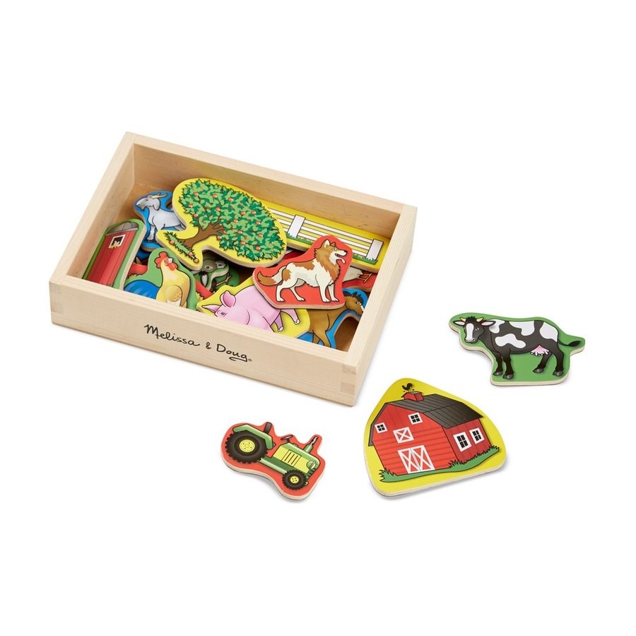 Outlet Melissa & Doug Wooden Farm Magnets with Wooden Tray - 20pc